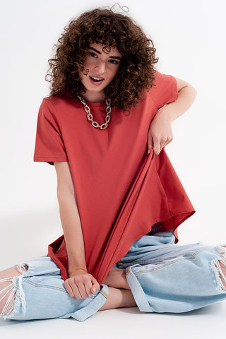 T shirt dress in orange