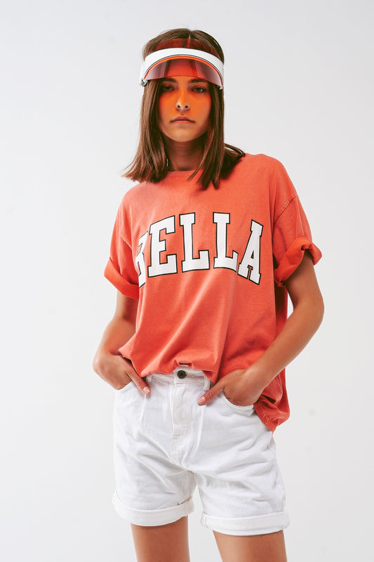 T-Shirt with Bella Text in orange - T-Shirts