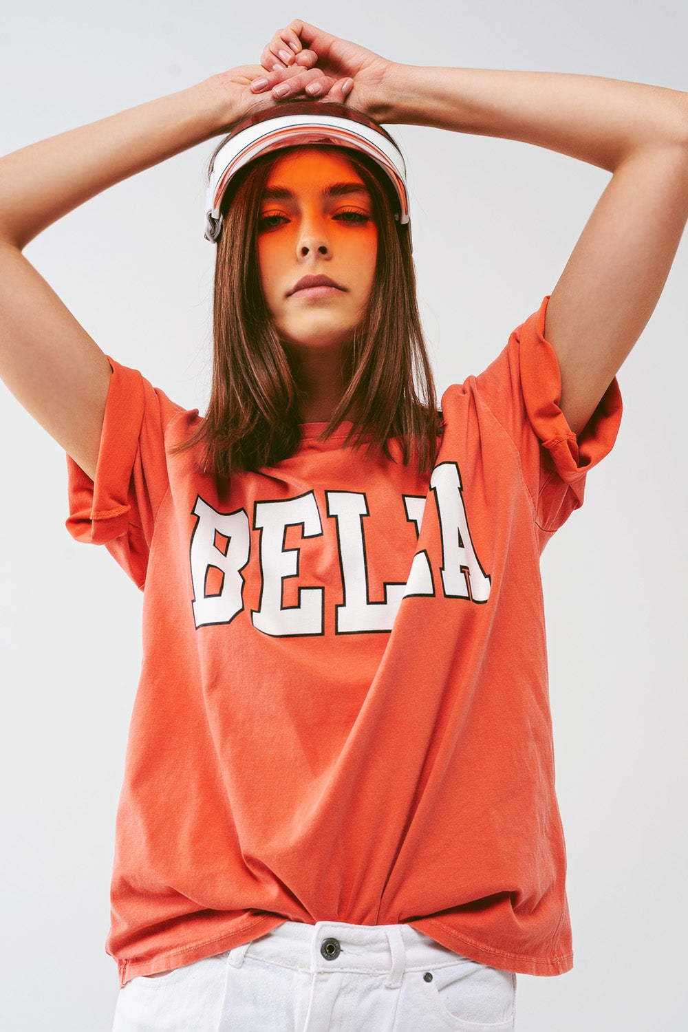 T-Shirt with Bella Text in orange - T-Shirts