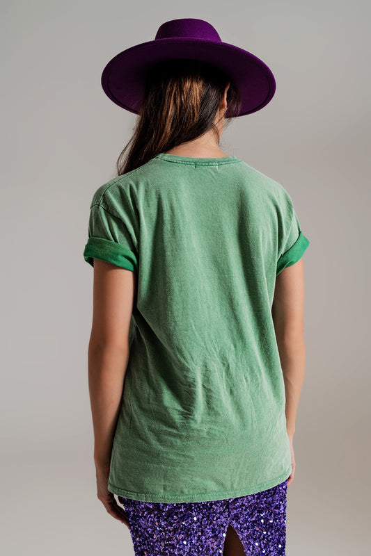 T-shirt with Virginia Eagles Text in Green - T-Shirts