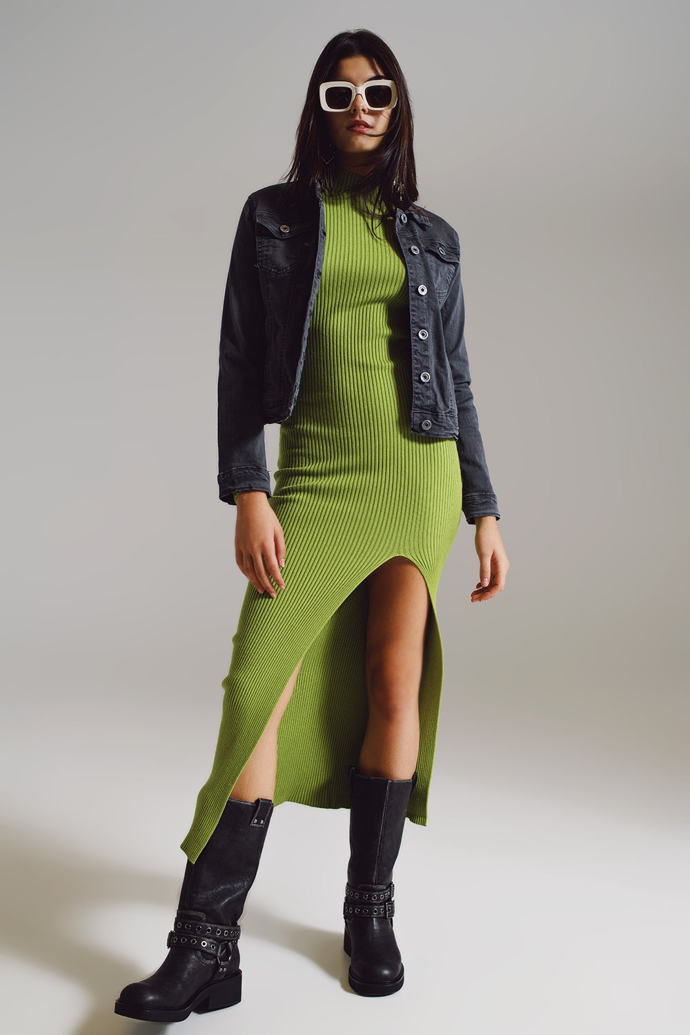 Tailored denim trucker jacket in stone grey - Jackets