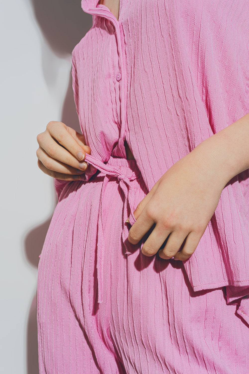 Textured Loose Shirt in Pink - Shirts