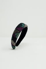 Bandeau épais brodé aux couleurs froides