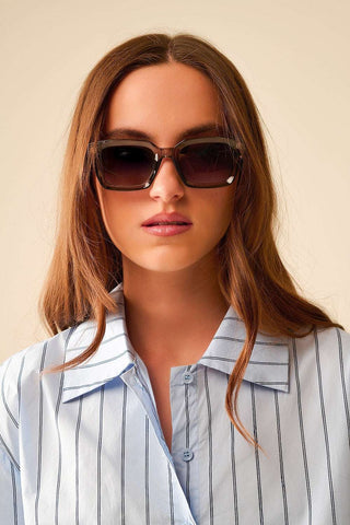 Thick Square Frame Sunglasses Chunky Retro in grey