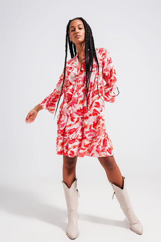 Tiered mini dress in fuchsia
