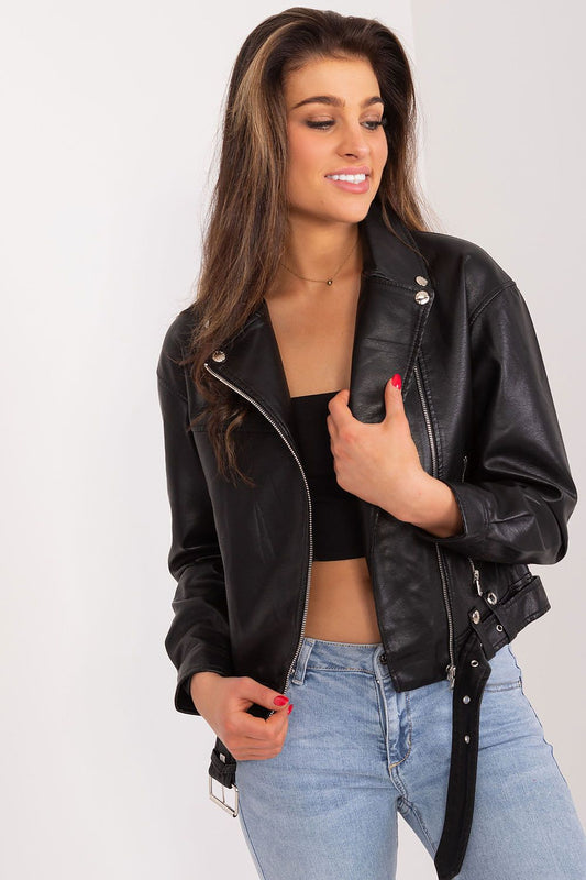 MBM Timeless Black Biker Jacket for Women black - Coats & Jackets