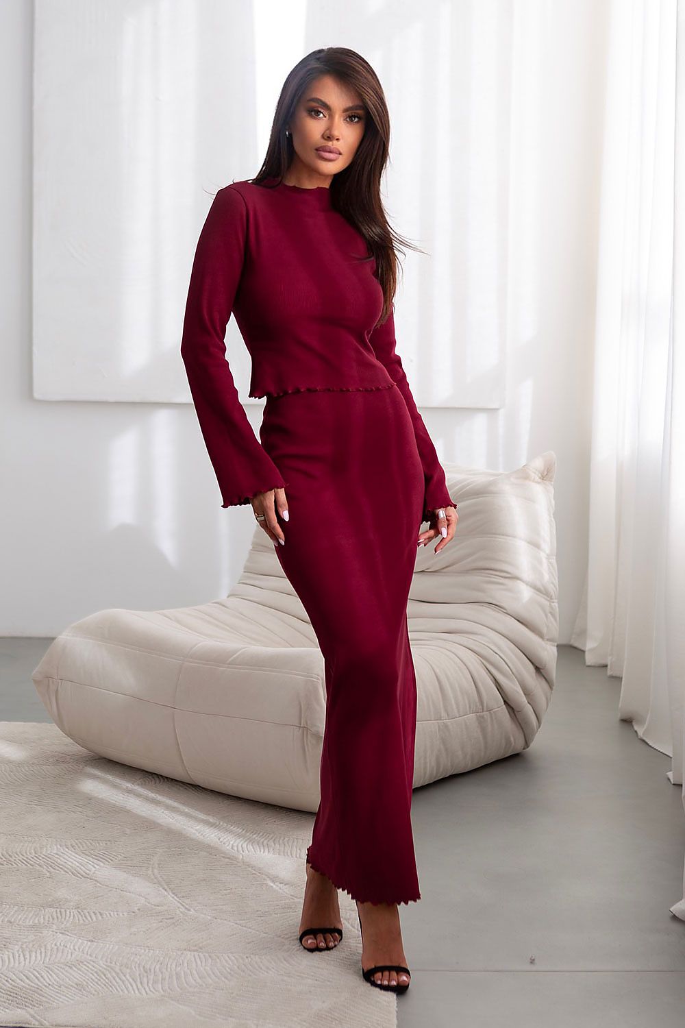 Timeless Minimalist Blouse and Skirt Set red - Dresses