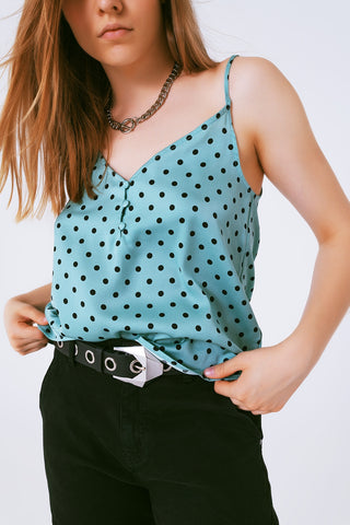 Top in polka dot green