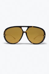Tortoise Brown Aviator Style Sunglasses with Amber Lens