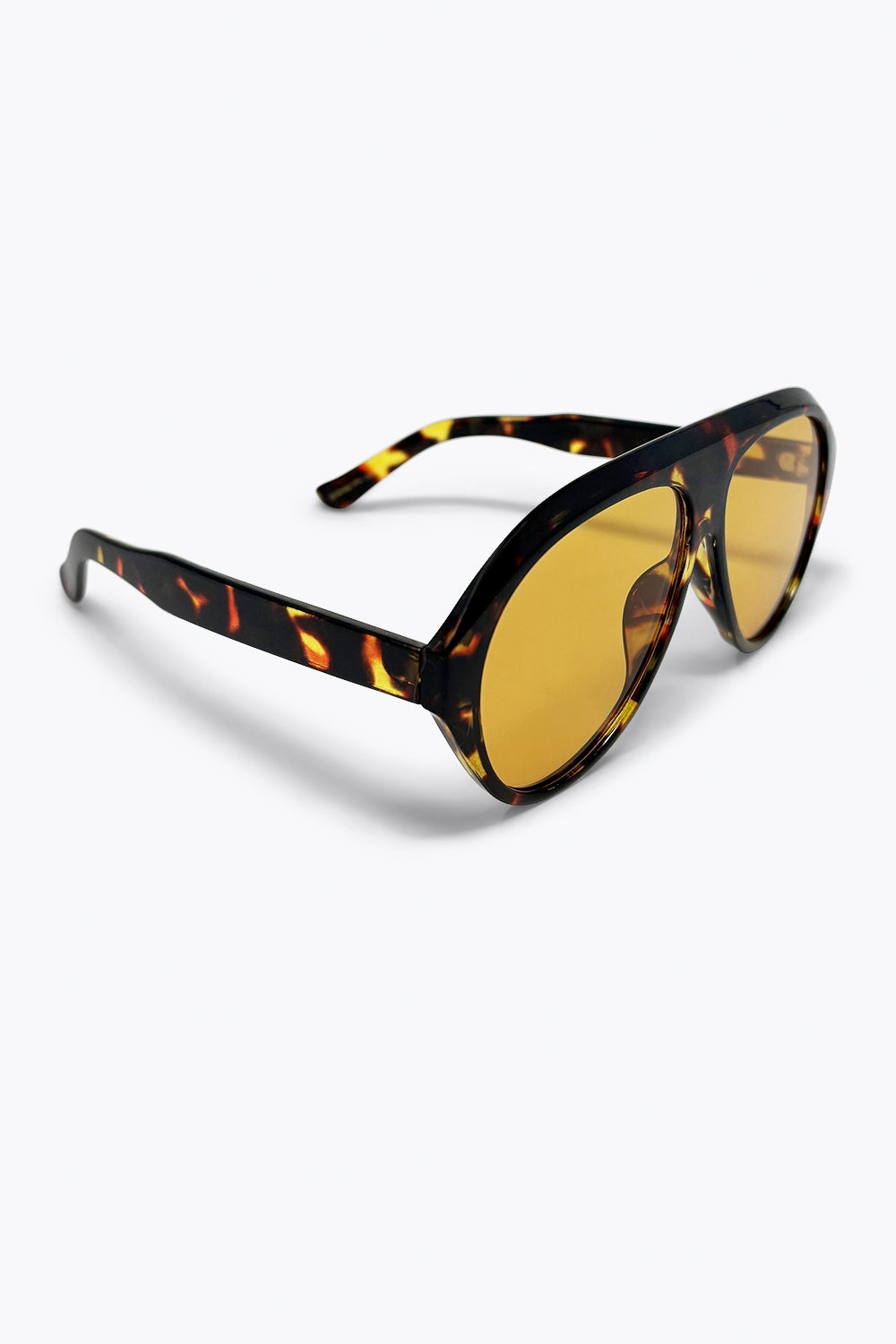Tortoise Brown Aviator Sunglasses with Amber Lenses -
