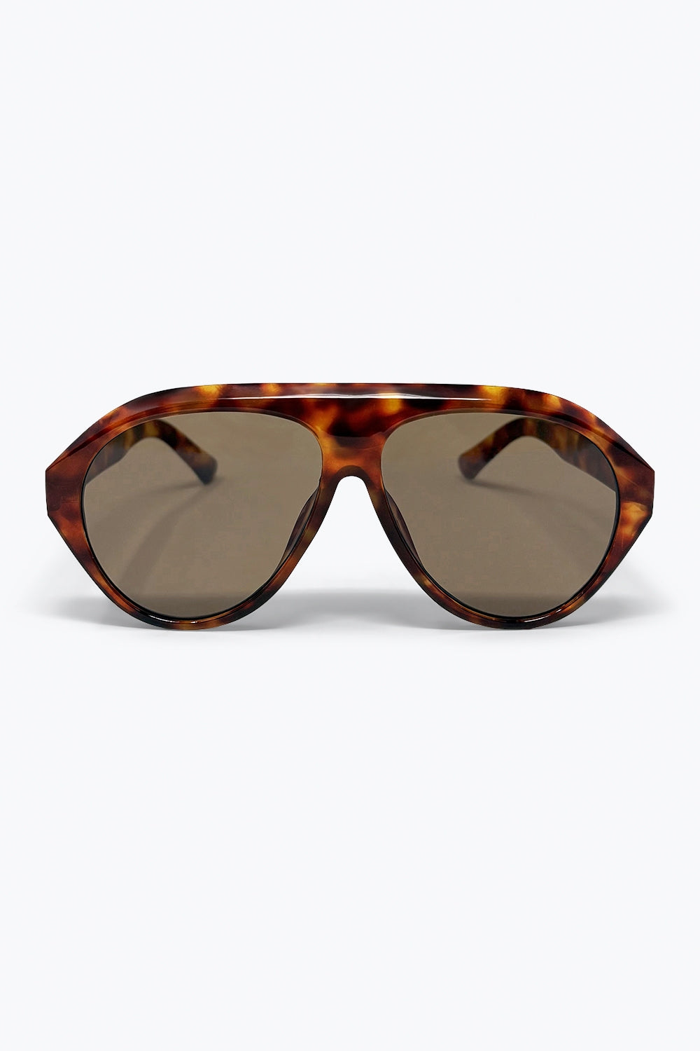 Tortoiseshell Retro Aviator Sunglasses with Brown Lenses -