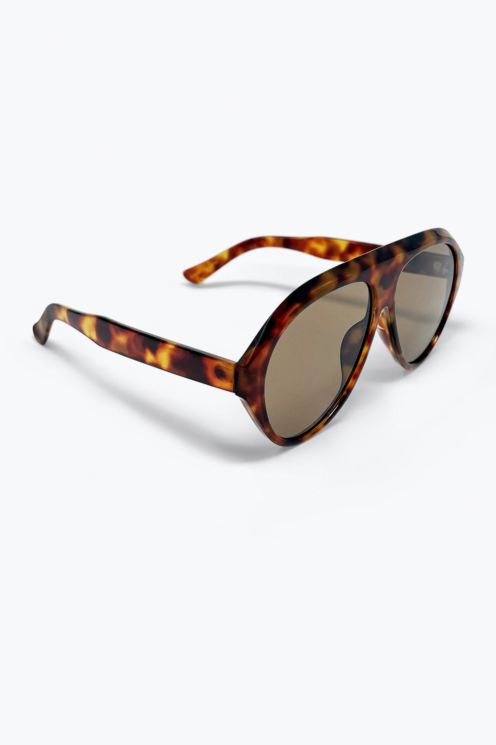 Tortoiseshell Retro Aviator Sunglasses with Brown Lenses -