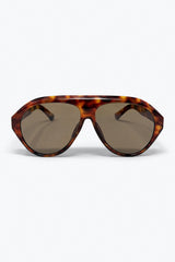Tortoiseshell Retro Aviator Sunglasses with Brown Lenses