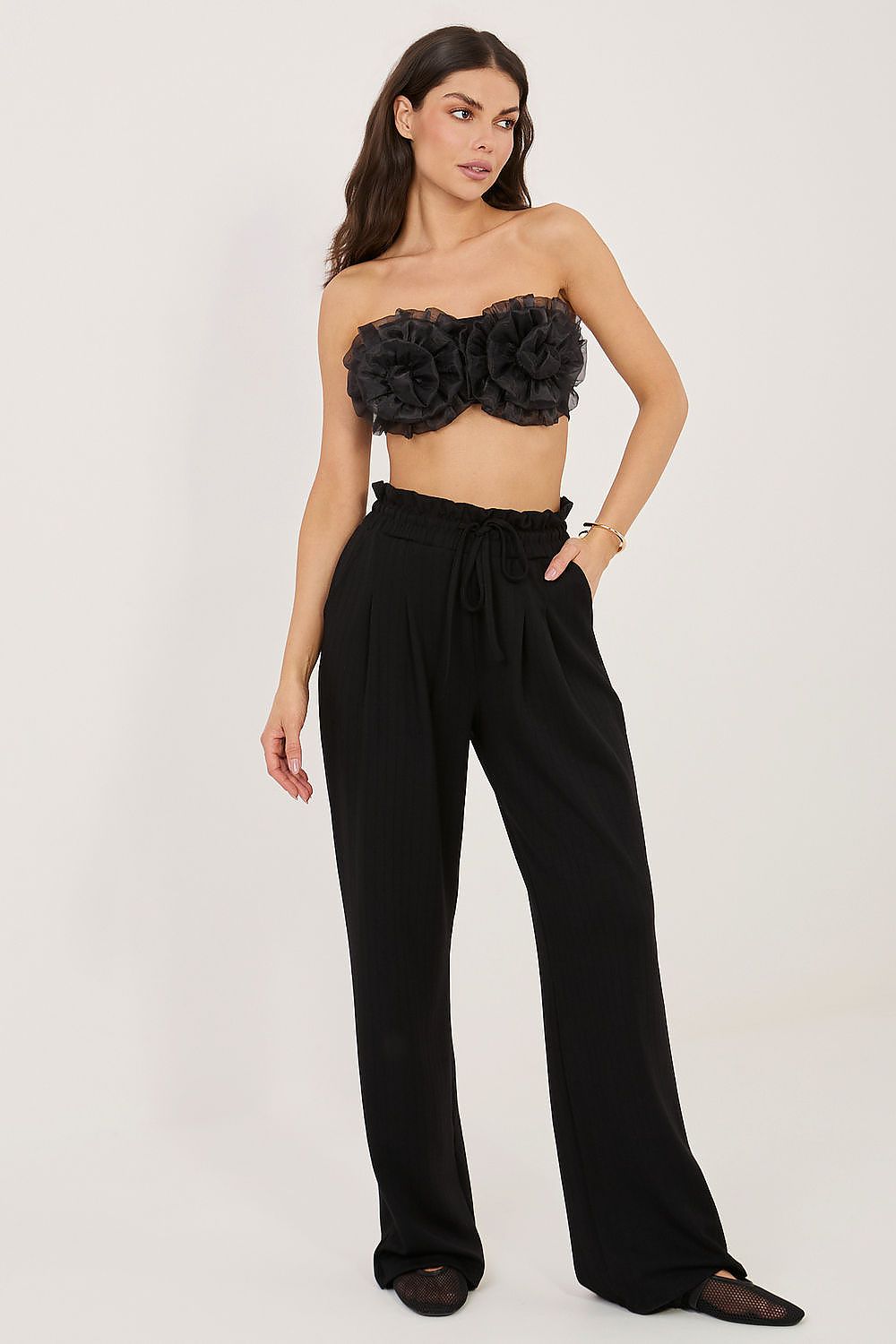 Rue Paris Black Tracksuit Trousers for Women