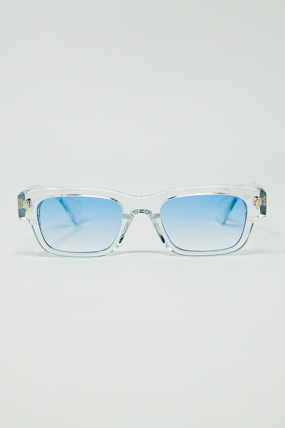 Translucent White Sunglasses with Oval Light Blue Lenses - Sunglasses