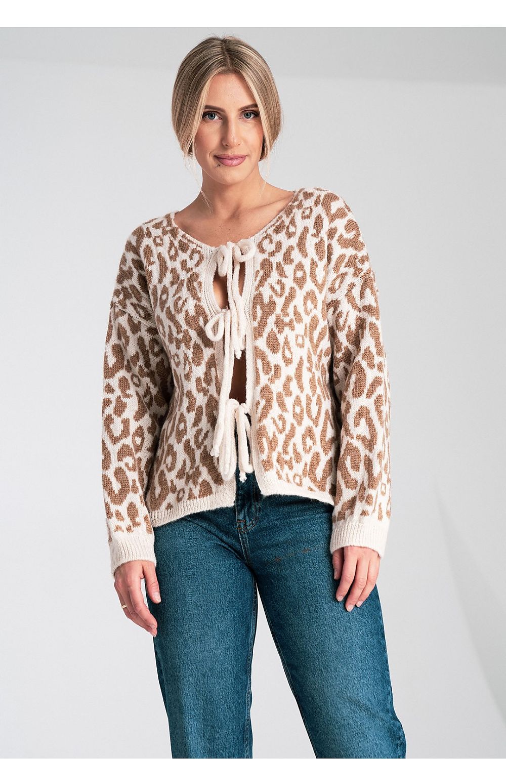 Cardigan moderno com estampado animal para mulheres