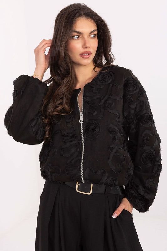 Trendy Black Bomber Jacket for Women black one-size-fits-all - Jackets