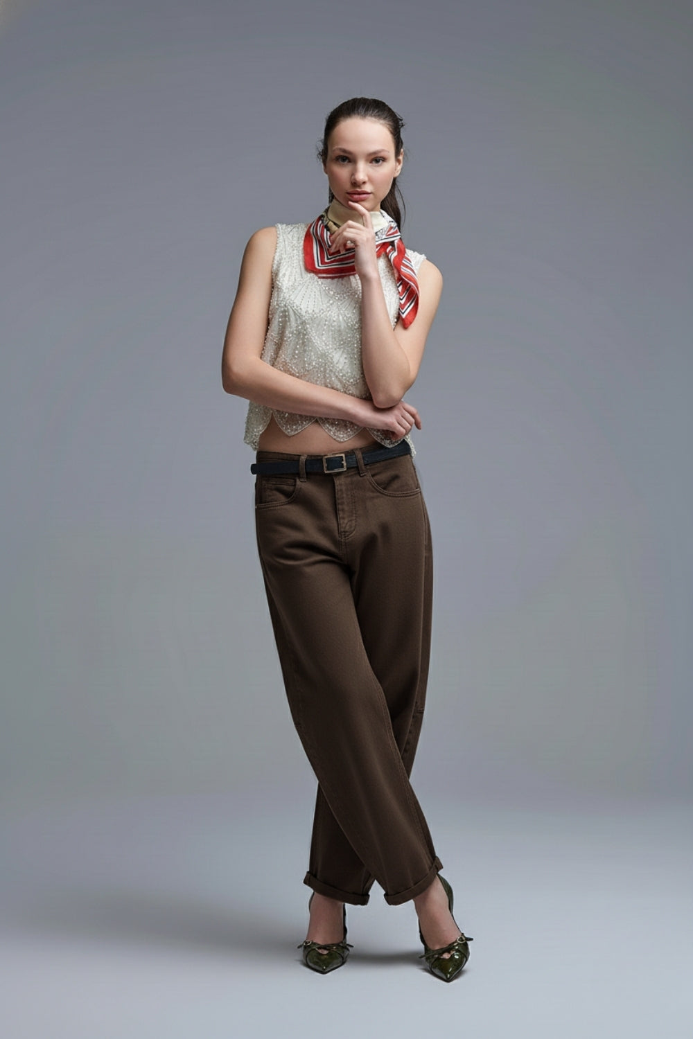 Trendy brown Barrel Balloon Jeans with Pockets - Jeans