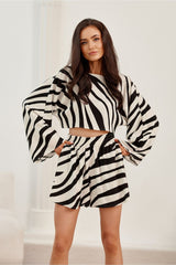 LuaBoutique Trendy Crop Blouse for Women Zebra Print