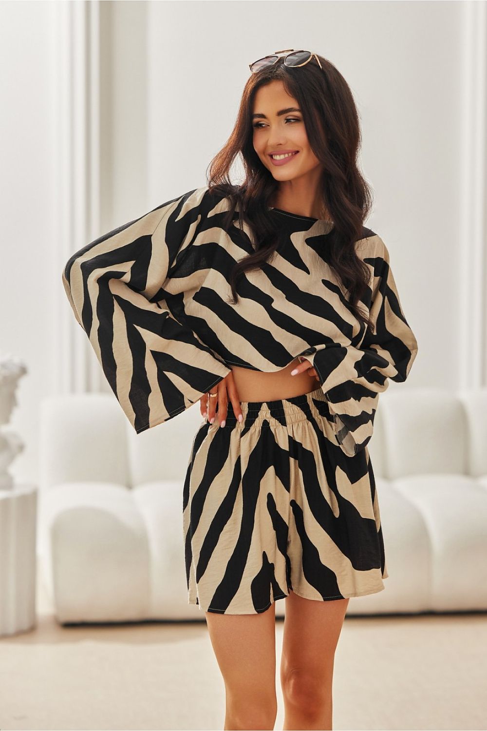 LuaBoutique Trendy Crop Blouse for Women Zebra Print - Blouses