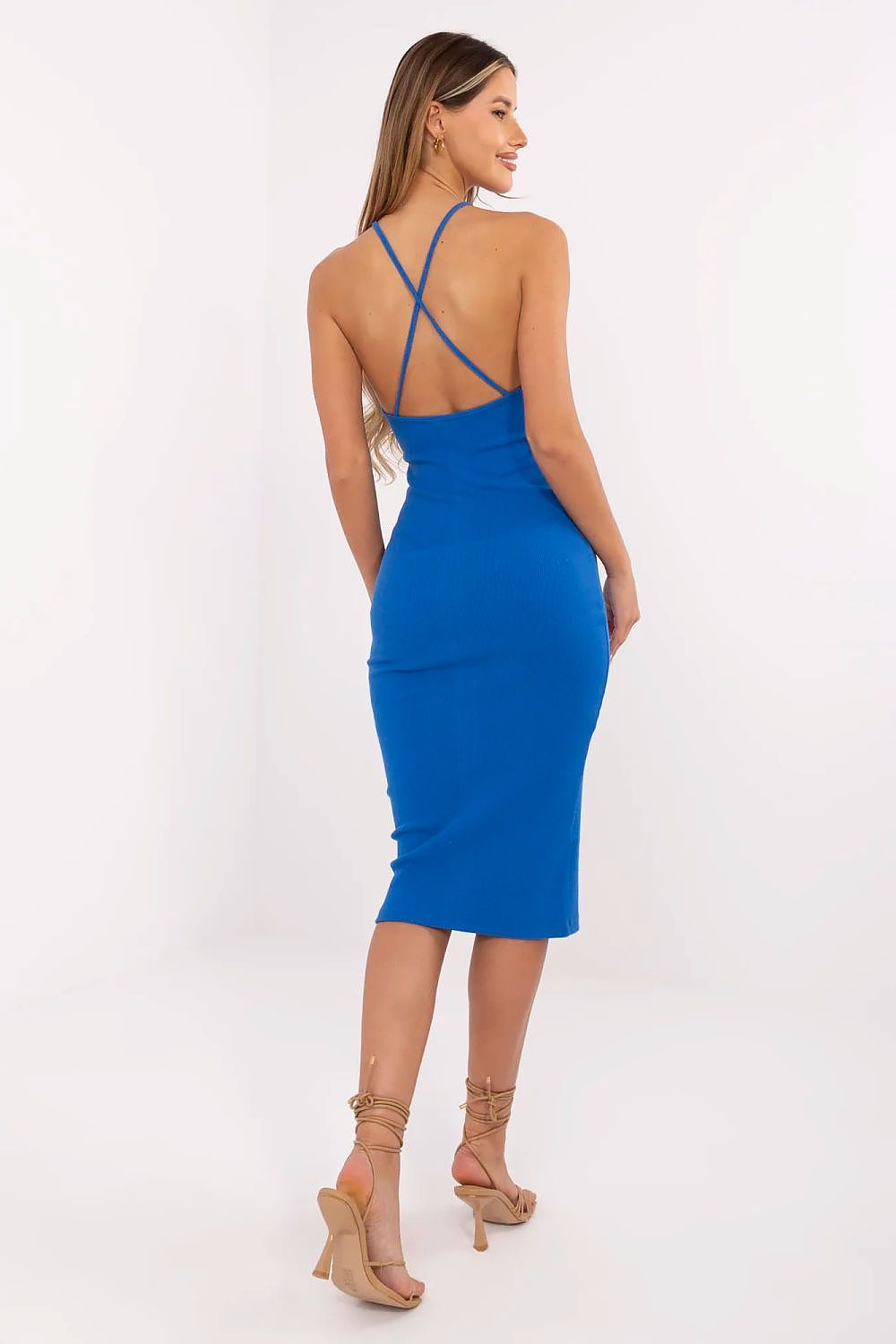 Trendy Fitted Midi Dress in Blue Sleeveless Daydress | BoutiqueLua Lua Boutique Trendy Fitted Midi Dress in Blue Sleeveless Daydress | BoutiqueLua Lua Boutique