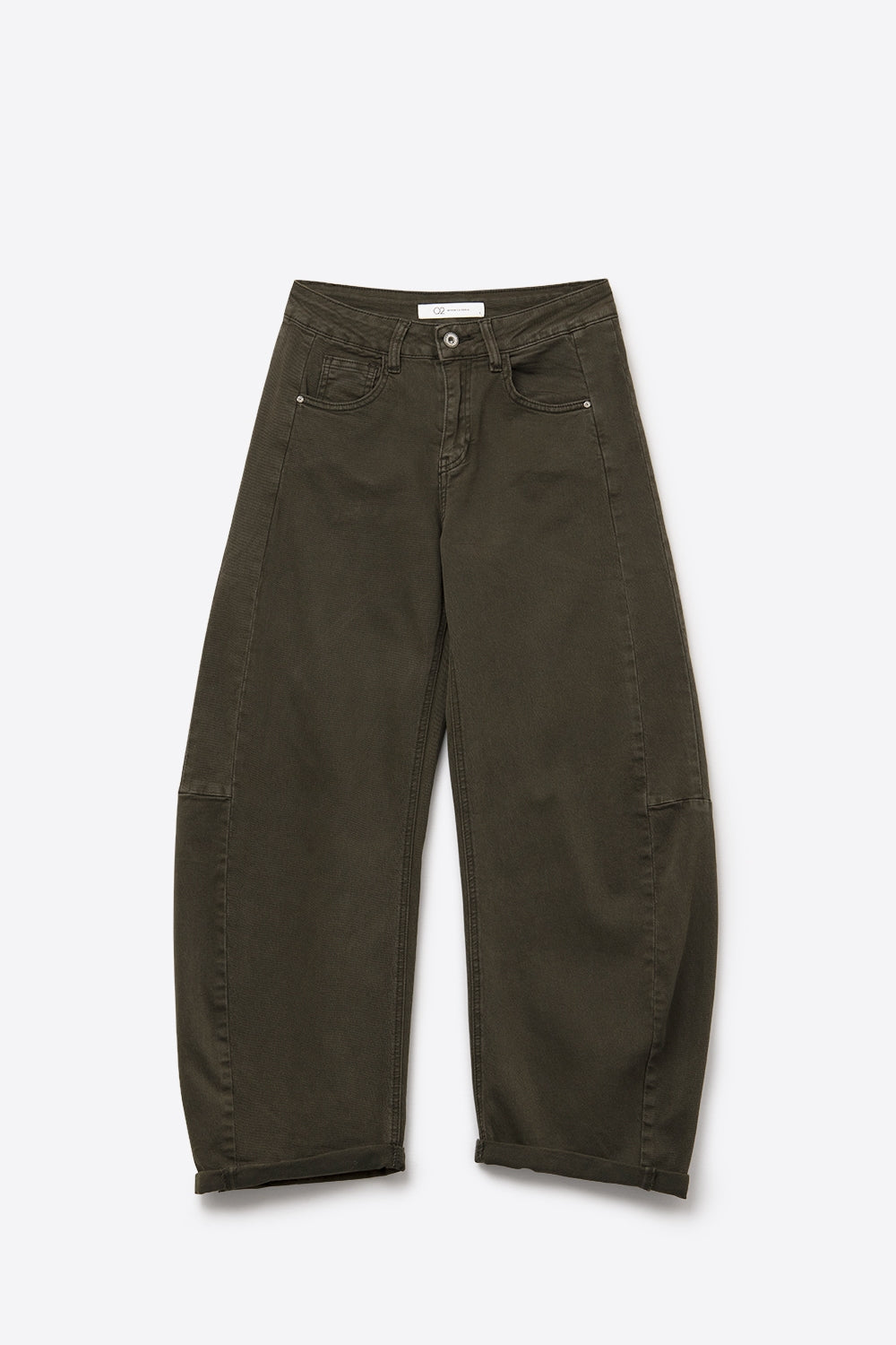 Trendy Green Barrel Balloon Jeans with Pockets - Jeans