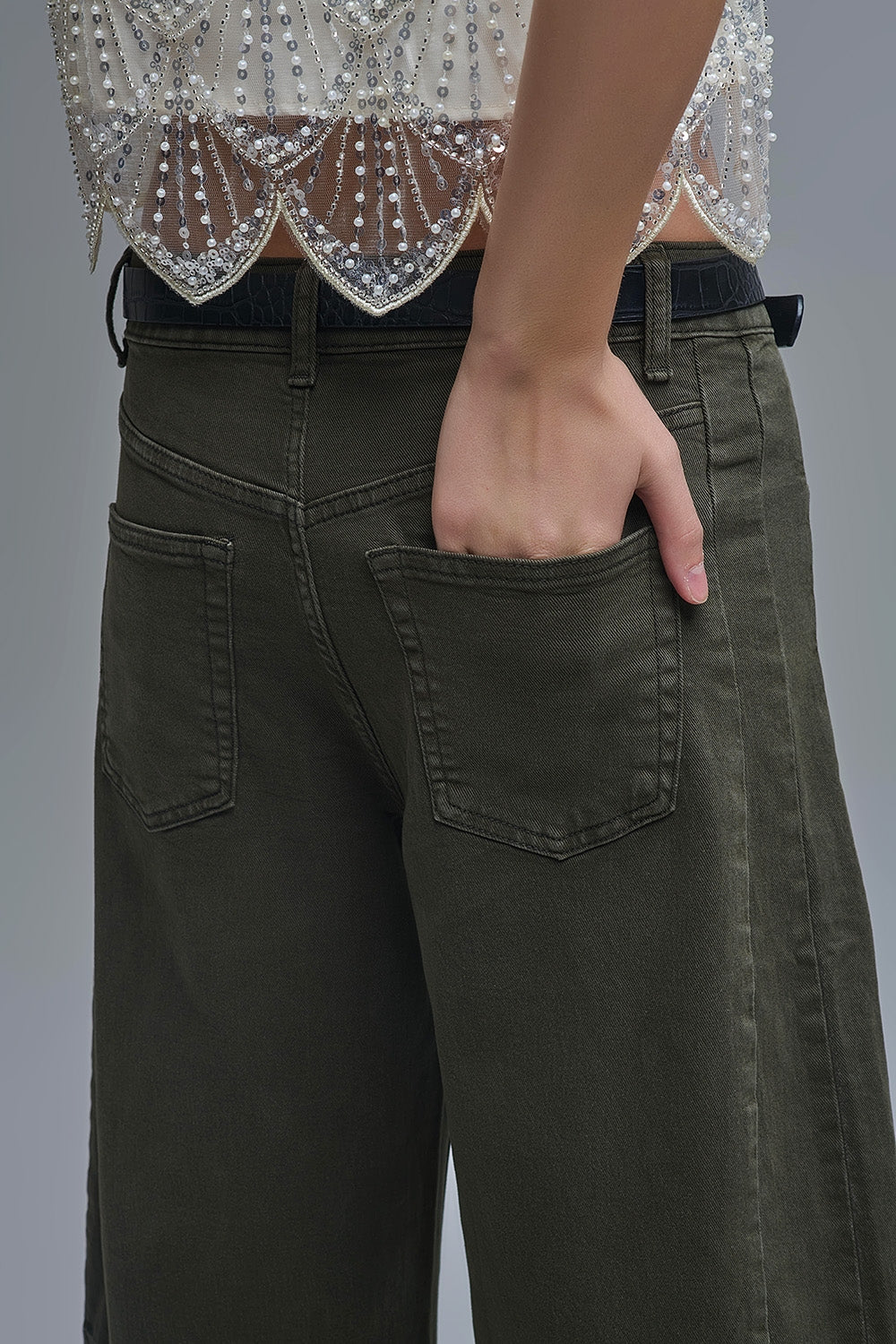 Trendy Green Barrel Balloon Jeans with Pockets - Jeans