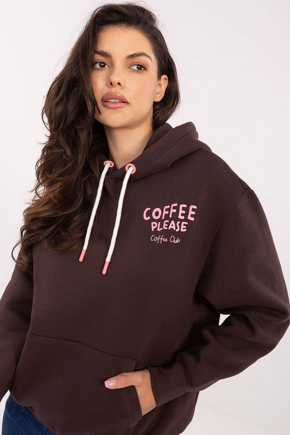 Sublevel Trendy Hoodie for Women - Matcha Design brown - Sweaters