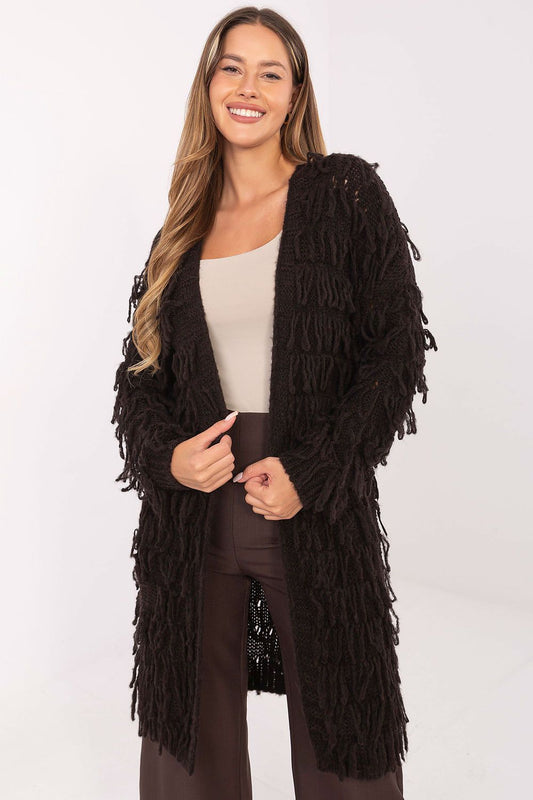 Rue Paris Trendy Long Cardigan for Stylish Layering brown one-size-fits-all - Cardigans