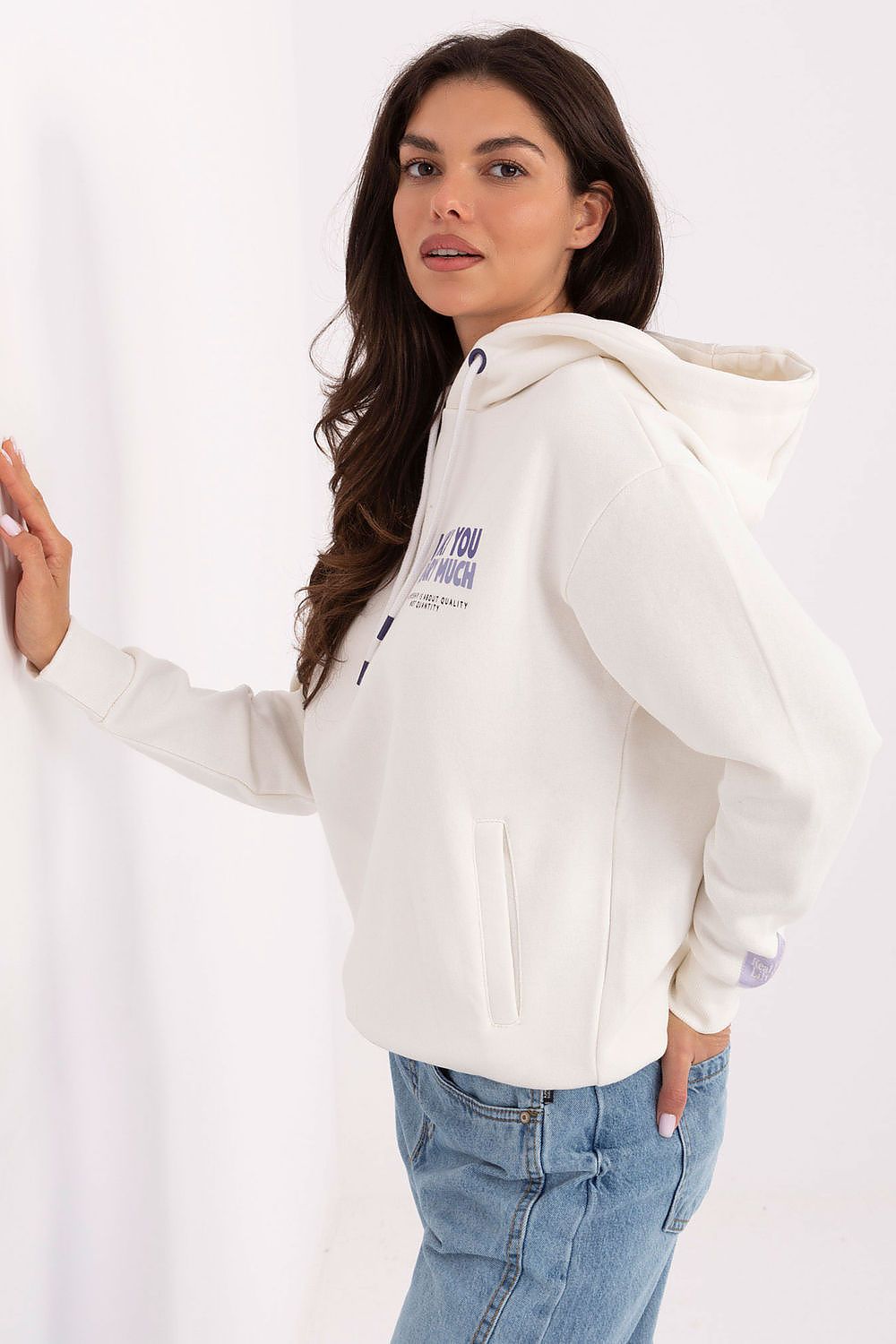 Trendy White Hoodie for Ladies - Casual Comfort - Sweaters