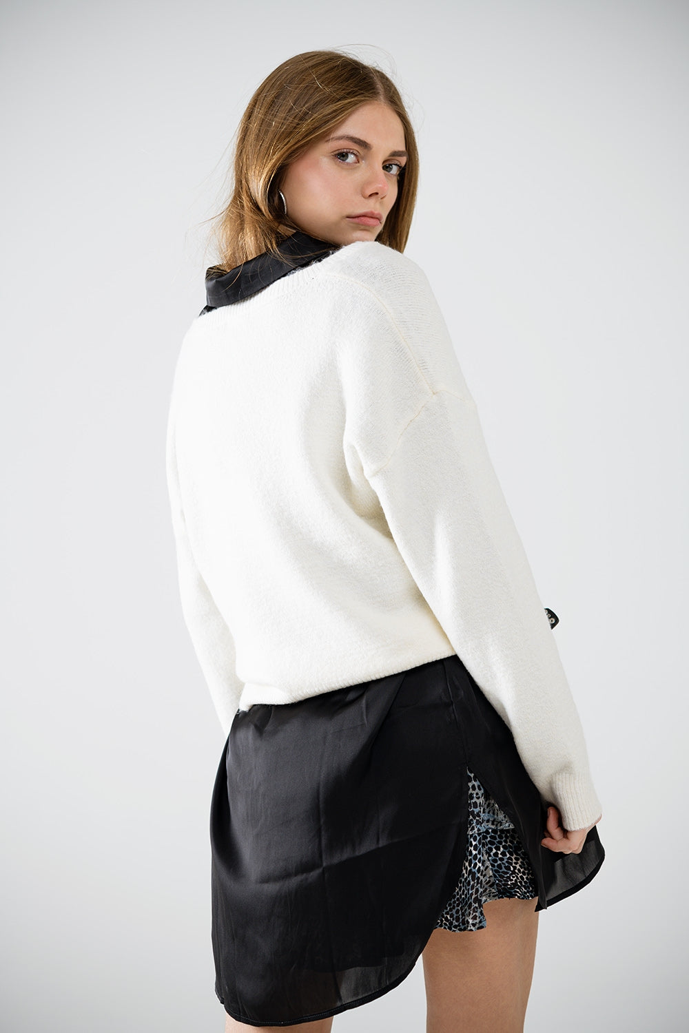 V-neck sweater embellished with metallic stars - Jumpers