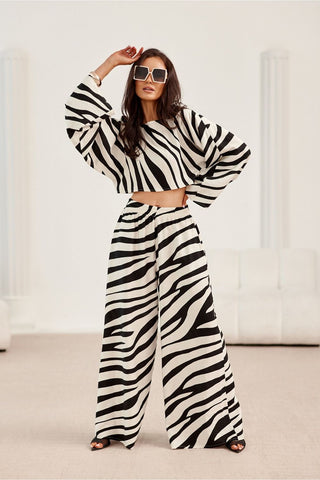BoutiqueLua High Waisted Wide Leg Statement Trousers