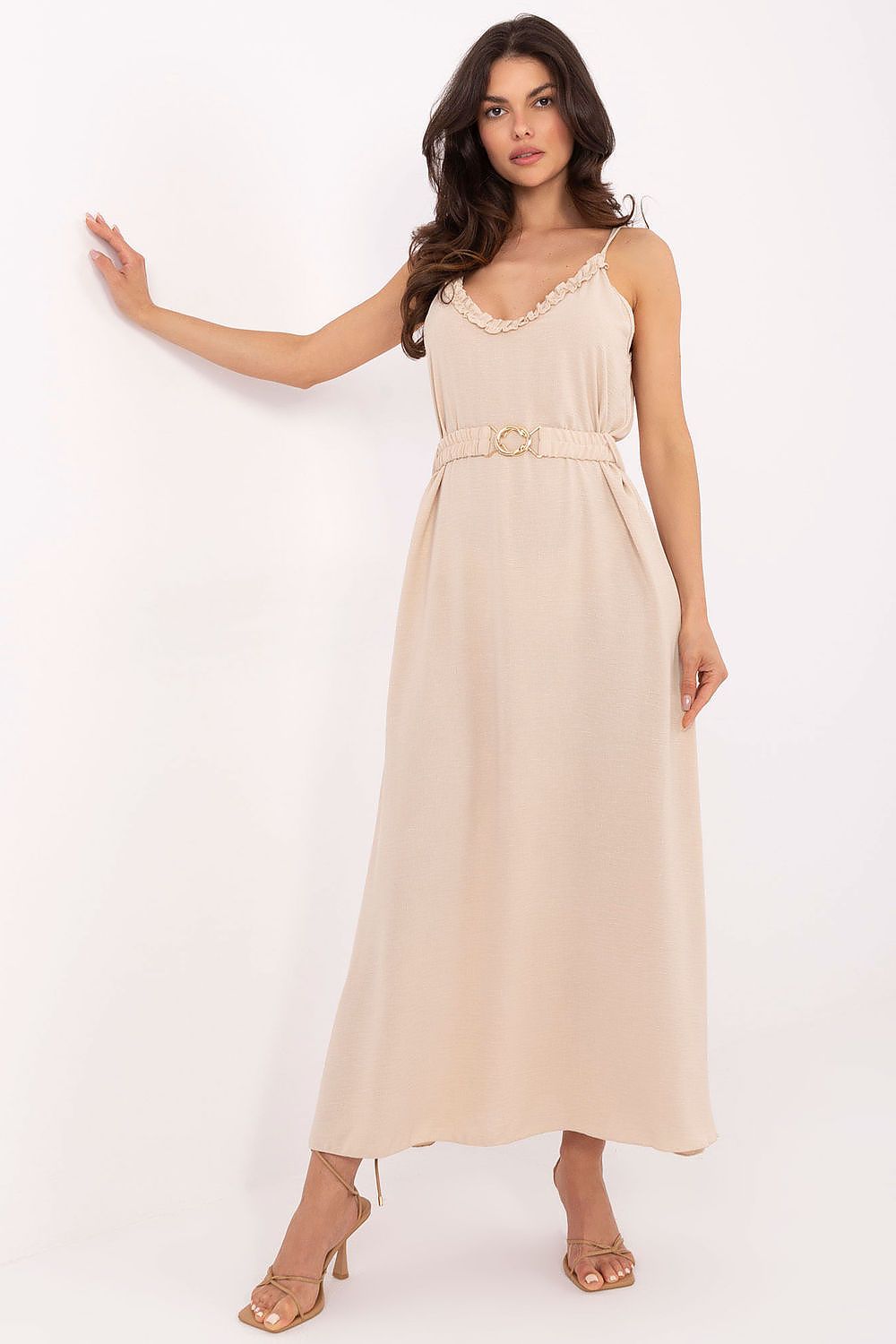 Och Bella Elegant Maxi Dress for Stylish Outings beige - Dresses