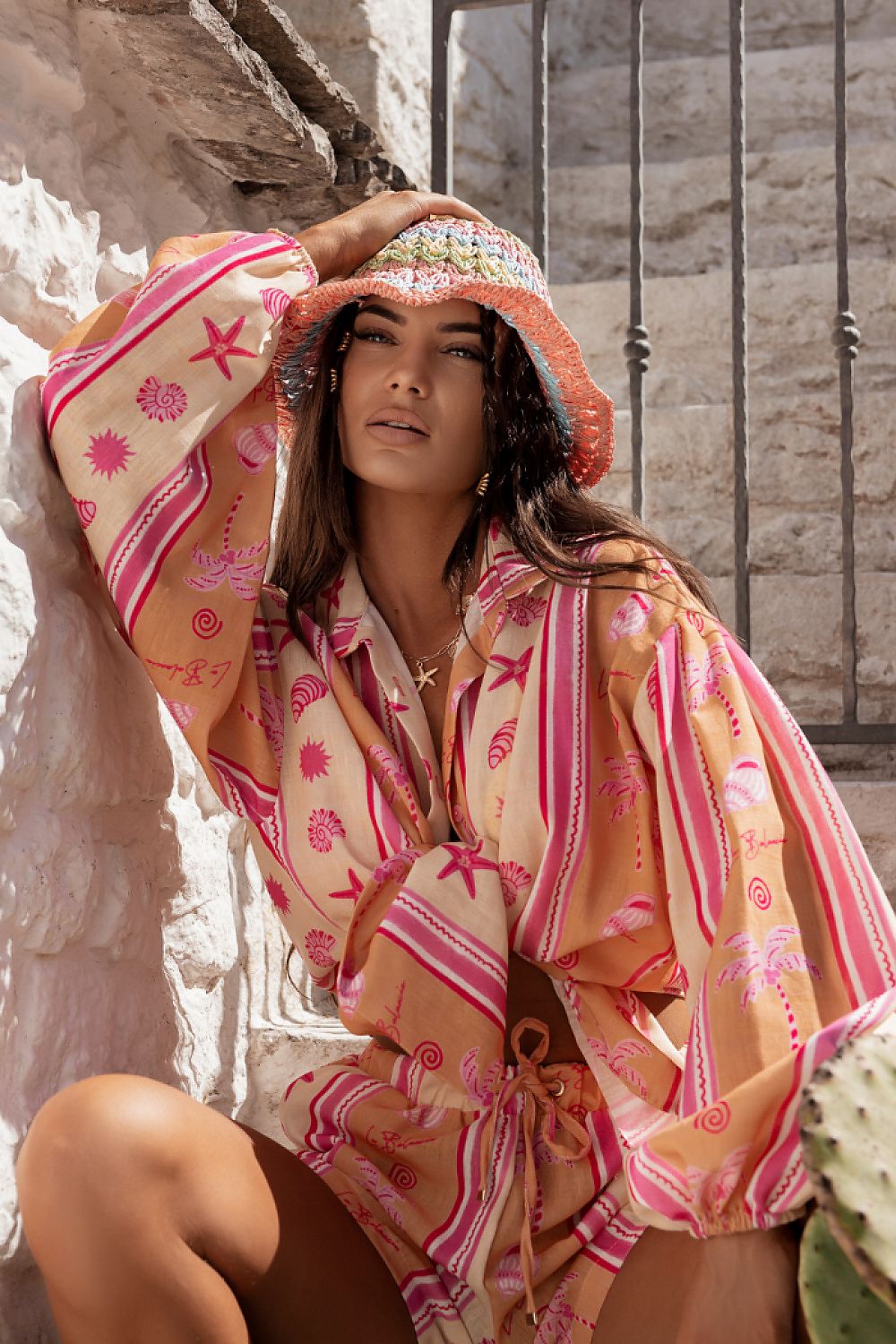 LaBalancia top and shirt set in vibrant colours with stylish patterns and a hat for summer outings
