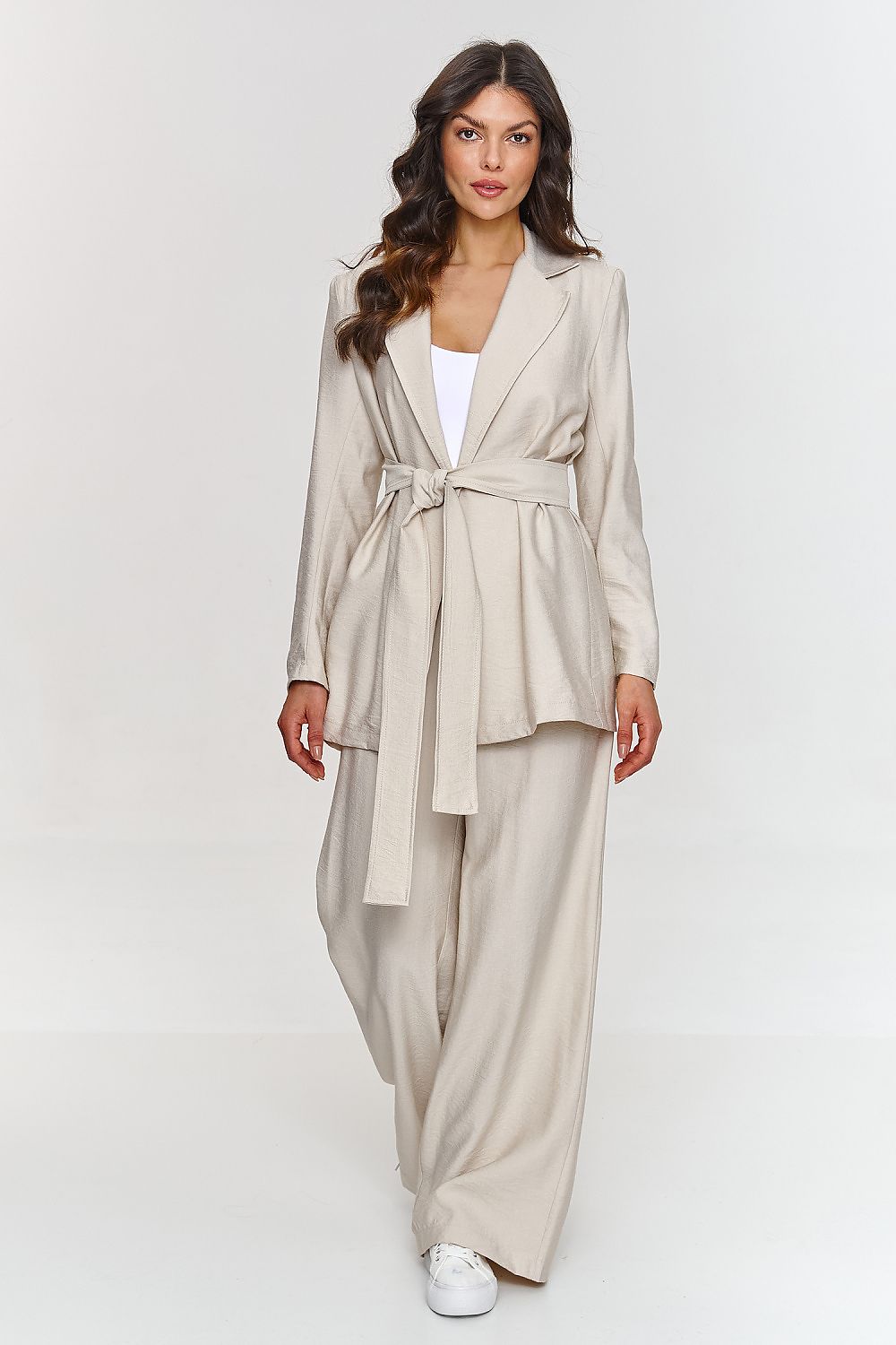 Trendy Tailored Blazer and Trousers Set beige - Outfit Sets