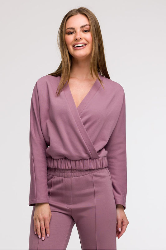 BeWear Long Sleeves Versatile Wrap Sweatshirt Top violet - Sweaters