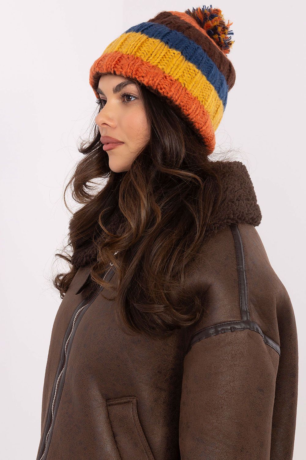 Vibrant Knit Hat for Women - Trendy Striped Beanie - Hats