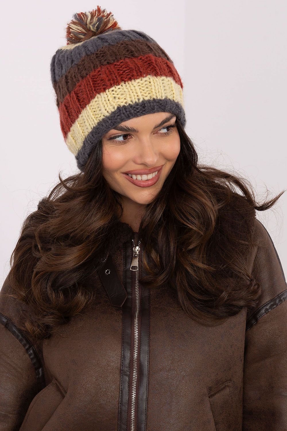 Vibrant Knit Hat for Women - Trendy Striped Beanie yellow one-size-fits-all - Hats