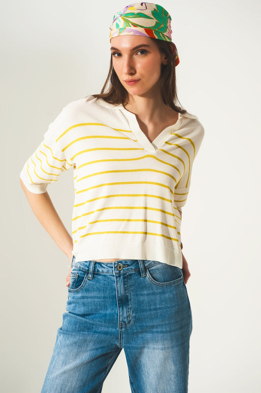 Vintage 70s stripe green polo neck jumper - Polos