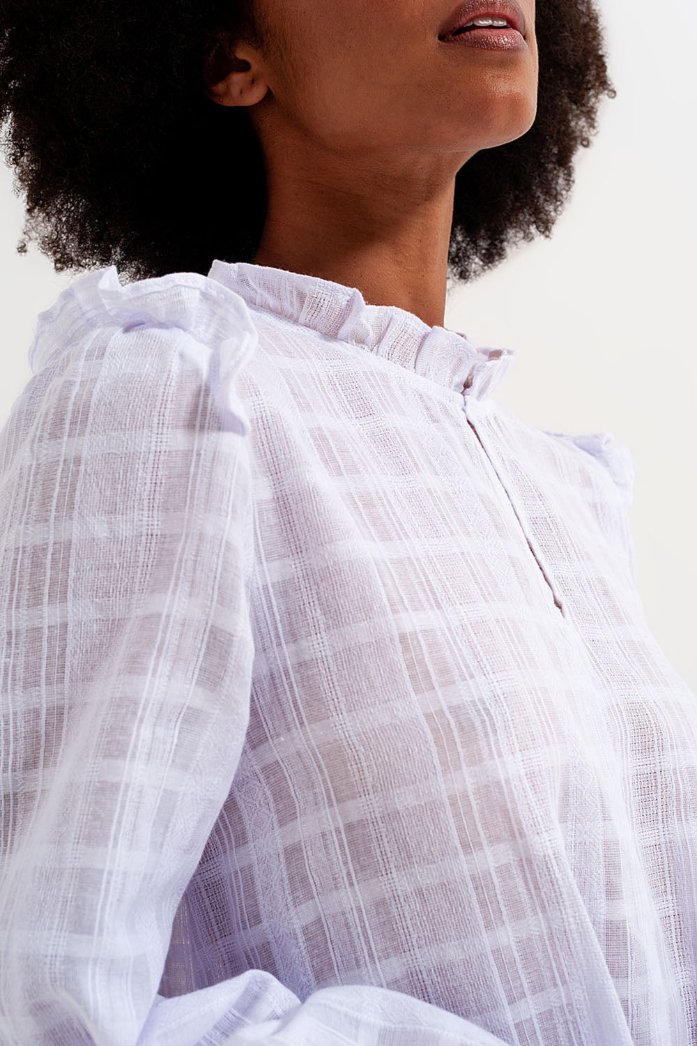 Voluminous mini dress with ruffles in white - Dresses