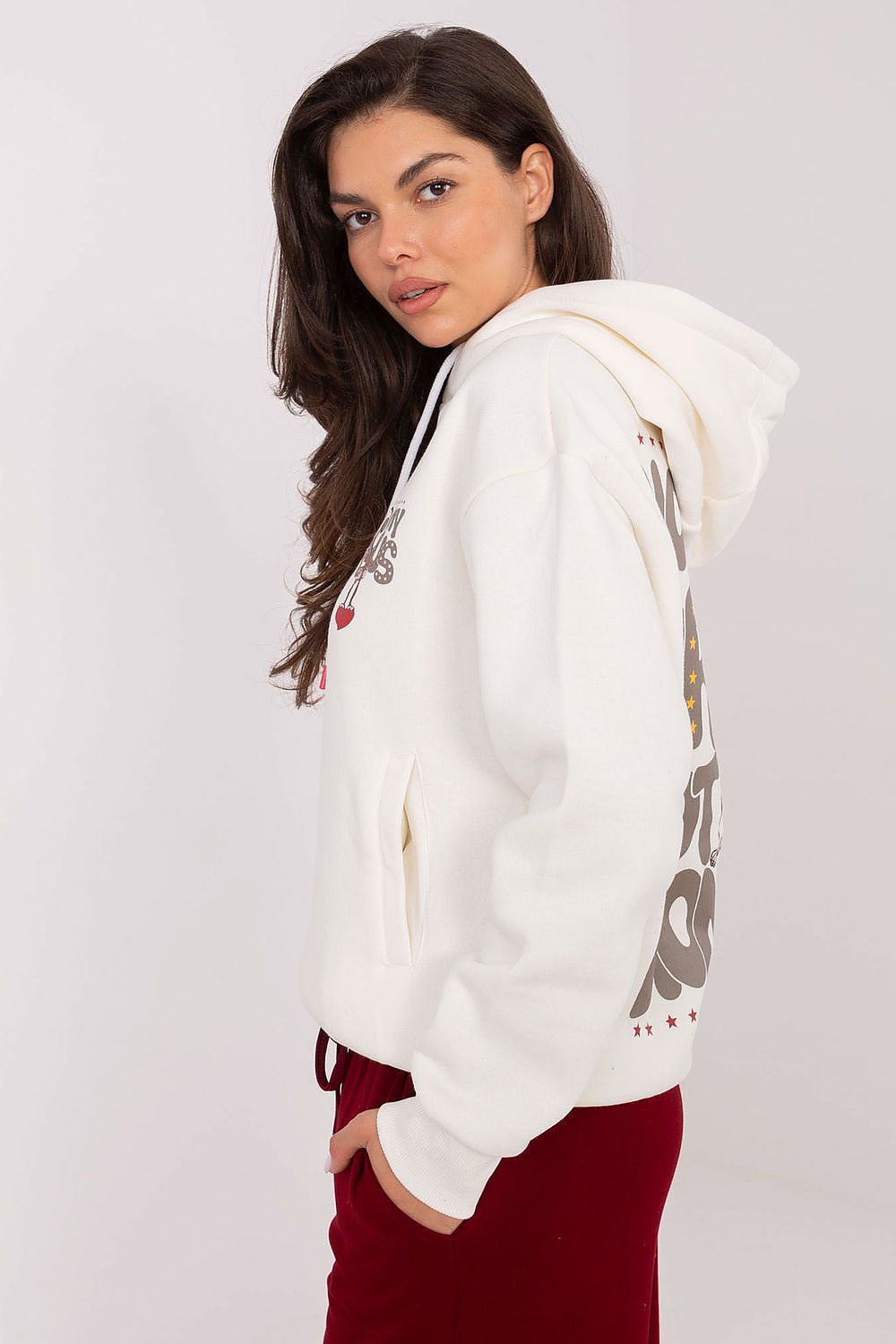 Women's White Graphic Sweater Hoodie - Sweaters