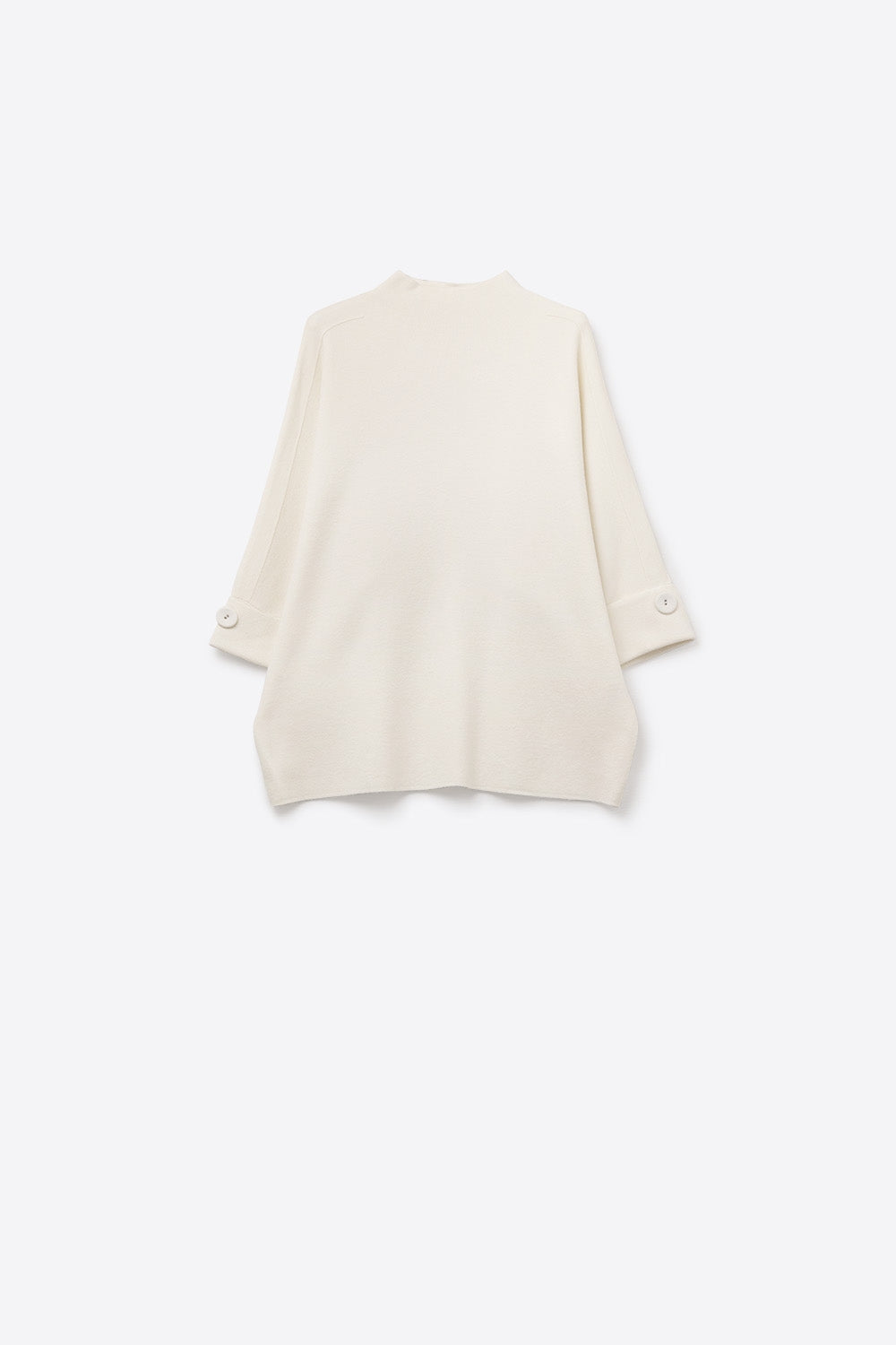 White Knitted Sweater with Button Details - Sweaters