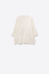 White Knitted Sweater with Button Details