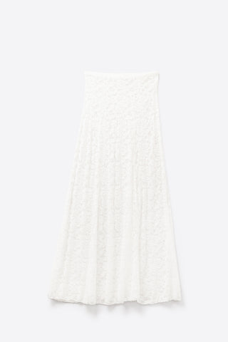 White Lace maxi Skirt With Floral design