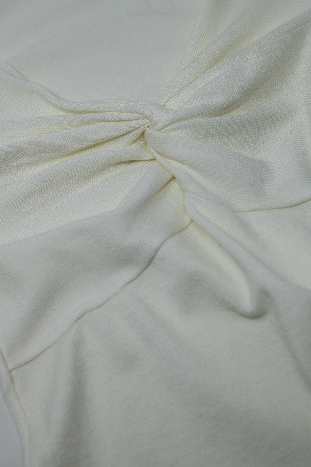 White Long Sleeve Shirt With Knot Detail and V-neck - Jumpers