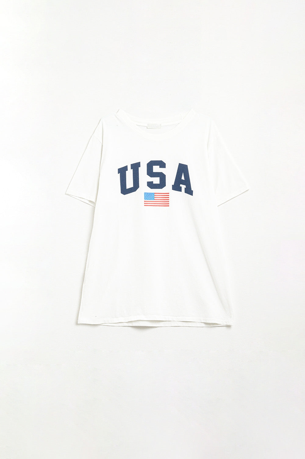 White loose long t-shirt with USA logo - T-Shirts