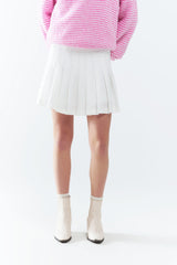 white pleated mini skirt