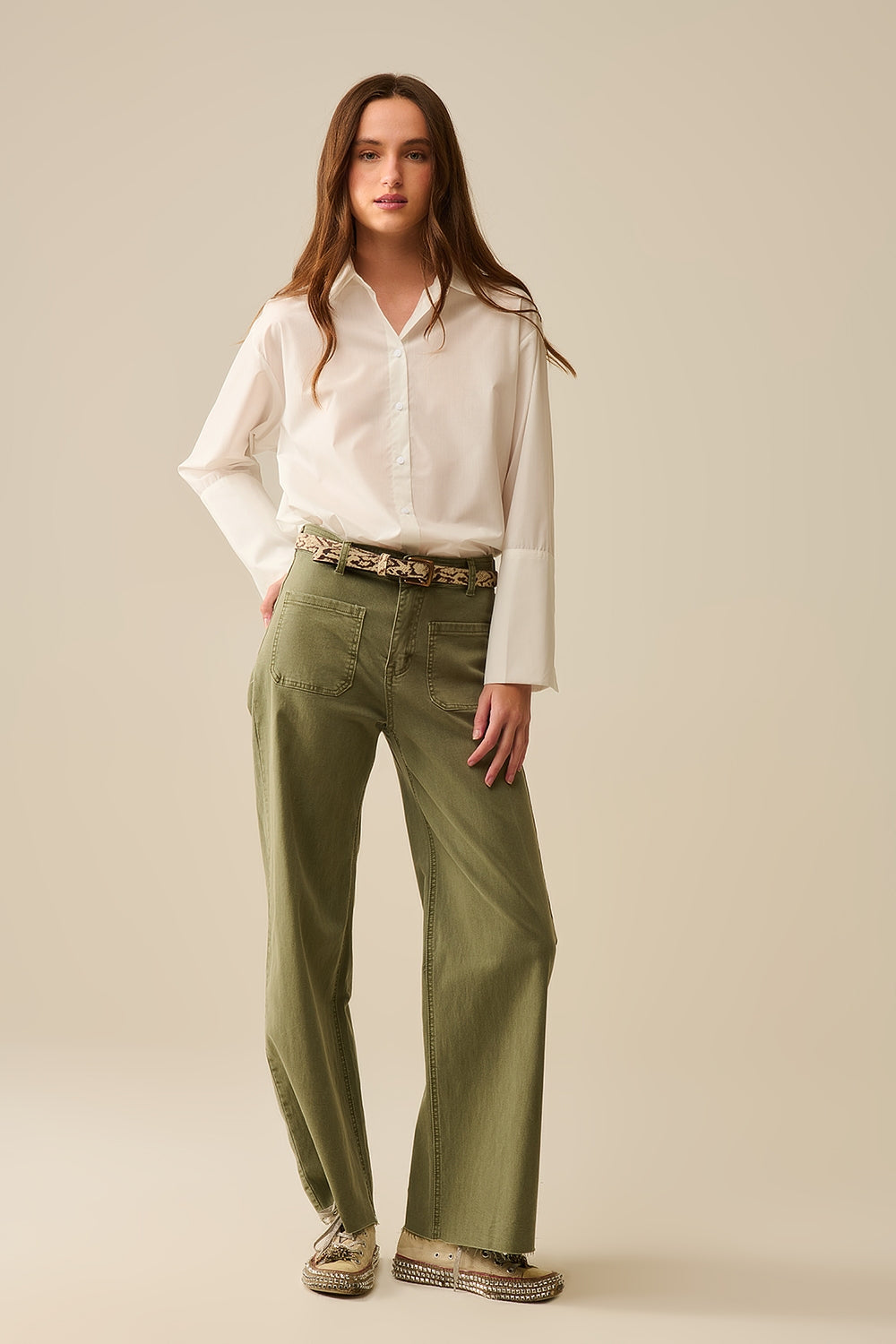 white poplin shirt with extra-wide cuffs - Shirts