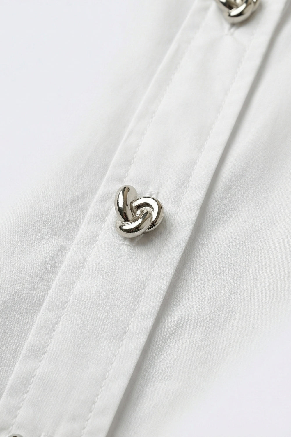 White Short-Sleeve Kimono Shirt with silver buttons - Shirts