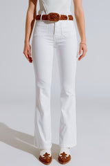 Jean skinny évasé blanc avec poche avant